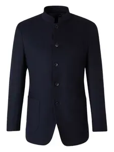 Шерстяной жакет на пуговицах с воротником-стойкой Atelier Munro, синий