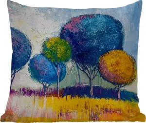 Подушка для улицы - Живопись - Масляная краска - Дерево - Природа - 40x40 см - Устойчива к атмосферным воздействиям - Подушка для отдыха - Подушка - Для интерьера - Обивка с рисунком MuchoWow
