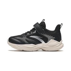 Скользоустойчивые низкие детские беговые кроссовки черный серебристый для детей 3-7 лет Antakids