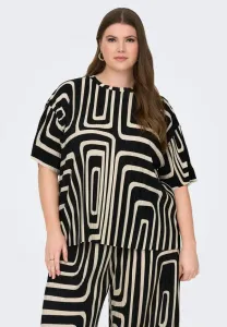 Плиссированная блузка carravenna Only Carmakoma, Black Aop Oatmeal Graphic