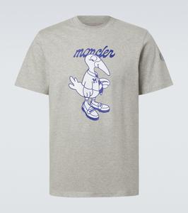 Футболка из хлопкового джерси с логотипом Moncler, серый