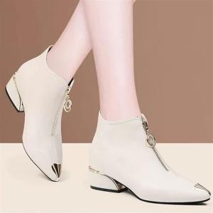 Женские сапоги YDYCG Party Fashion, зимние, с молнией, сексуальные на низком каблуке, массивные ботильоны, повседневные дизайнерские туфли, зимние ботинки (цвет: черный, размер обуви: 6.5)