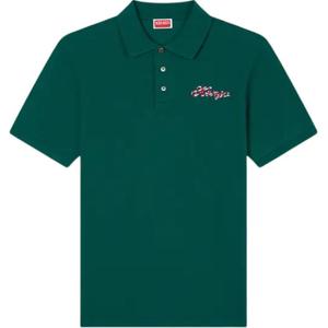 KENZO Футболка-поло мужская зеленая с воротником-поло умеренного прямого кроя