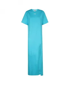 Длинное хлопковое платье с логотипом Msgm, синий