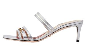 Шлепанцы женские серебряные Gucci