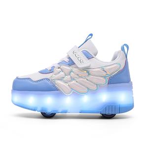 Износостойкие, дышащие, легкие, амортизирующие, сбалансированные, низкие, детские кроссовки для активного отдыха JIAFEIMAO, белый/синий