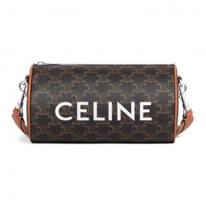 CELINE Гладкая кожаная сумка через плечо унисекс рыжего цвета