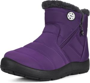 Женские зимние ботинки Eagsouni Snow, утепленные мехом, с высокой и толстой подошвой, на молнии, плоские кроссовки, уличные ботильоны, High Top - Purple