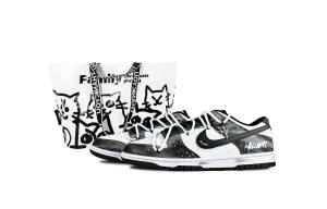 Nike Фрагмент памяти Dunk устойчивые к истиранию низкие скейтерские кроссовки унисекс черно-белые черно-белые (сумка для покупок), цвет Black White (Shopping Bag)