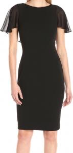 Женское платье-футляр Calvin Klein из шифона с рукавами-крылышками, Black