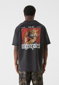 Футболка с принтом HEAVY ACID WASHED-SAVAGE LEOPARD MJ Gonzales, черный