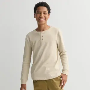 Супермягкая футболка хенли с длинным рукавом для мальчиков 8-20 лет, обычная и хаски Sonoma Goods For Life, цвет sand