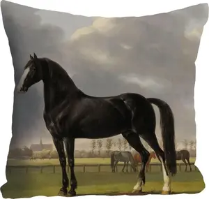 Декоративная подушка Queence "Лошади", чехол без наполнения, 1 шт 40х40 см, цвет bunt + bedruckt