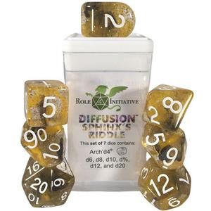 Аксессуары Role 4 Initiative R4I Dice w/ Arch'd4: Diffusion - Sphinx's Riddle w/ White (7)