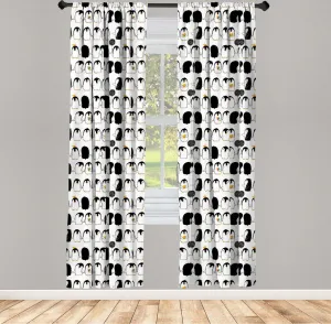 Шторы ABAKUHAUS Пингвин, с милым мультяшным рисунком в детскую комнату - милые арктические животные, держащиеся за руки, 2 шт., 75 x 175 см, цвет: антрацитовый серый с бархатцами Abakuhaus