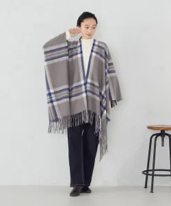 Клетчатая накидка-пончо Mono Comme Ca, цвет Gray
