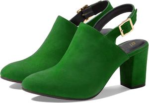 Женские сандалии LEHOOR с ремешком на пятке, массивным каблуком, закрытым носком и высокими каблуками 3 дюйма, летние ботильоны с пряжкой, замшевые без задника, ретро для вечеринки, размеры 4-11 M US, Suede Green