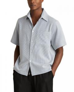 Рубашка Sensei с коротким рукавом в полоску из пике, классический крой REISS, синий