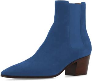 Женские ботинки Tang'scuisins с круглым носком и эластичными вставками в стиле Челси, массивный низкий каблук, ботильоны до щиколотки, удобные, нарядные, рабочие, осенние, размеры US 4-16, Blue