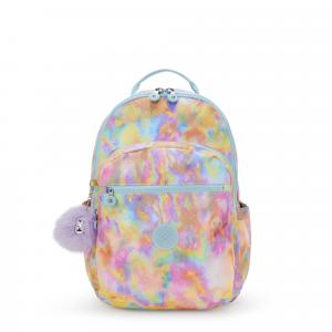 Kipling Seoul Большой печатный 15-дюймовый рюкзак для ноутбука, Bubble Slick