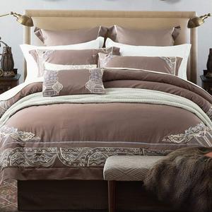 FGDSEEEKJUFHH Комплект постельного белья серый с вышивкой