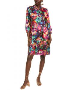 Джонни Вас Плиссированное платье с ярусами из шелка Johnny Was, красный