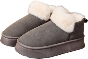 Зимние женские сапоги с мехом, теплые короткие ботильоны, уличные противоскользящие, комфортные короткие ботинки, зимние ботинки для женщин Hhhchpm, Grey