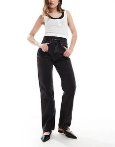 Джинсы Rowe с завышенной талией, прямого кроя, в цвете Echo Black Weekday