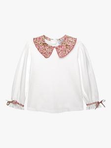 Детский топ с принтом Libert и воротником Pie Crust Trotters, Pink Poppy/White