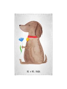 Mr. & Mrs. Panda Белое полотенце с изображением собаки и цветов (без надписи)