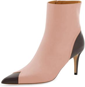 Женские ботильоны Maiyang с заостренным носком, боковой молнией, лоскутным дизайном, тонким каблуком средней высоты, повседневные, элегантные, офисные, короткие ботильоны, размер 4-16 US, Pink