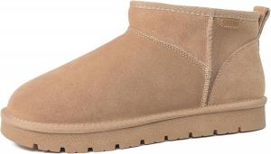 Женские мини-сапоги на платформе из замши, зимние ботинки для снега из натуральной кожи с меховой подкладкой, противоскользящие ботинки для улицы HORMAUWORD, Sand