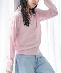 Прозрачная вязаная рубашка-кардиган из люрекса Coen, цвет Lt.Pink