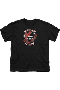 Футболка с коротким рукавом для детей "Лига справедливости Америки" в стиле чиби с Харли Gildan, черный