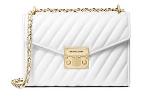 Сумка через плечо MICHAEL KORS из розовой кожи коровьей выделки и полиэстера, средний размер, чисто белый