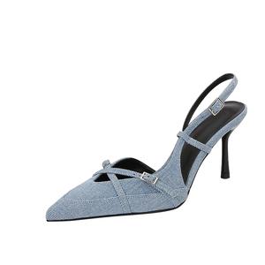 Женские туфли на тонком каблуке с высоким каблуком в коробке CAOT, Blue 8Cm