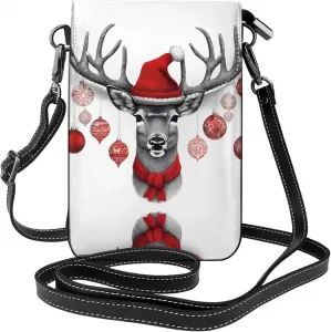 Забавная рождественская сумочка для телефона с принтом лося, маленькая сумка через плечо с магнитной застежкой и отделениями для карт, из искусственной кожи Ultra Fiber.