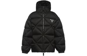 Пуховик женский Prada с логотипом, черный