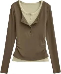 Женская футболка с круглым вырезом и длинными рукавами