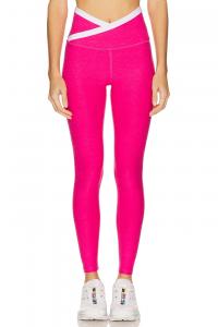 Леггинсы высокой посадки с миди длиной Spacedye Beyond Yoga, vivid pink heather & cloud white