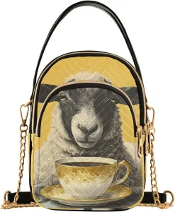 Стеганая сумка через плечо цвета «кофе с овечьей шерстью» для женщин – маленькая сумка из веганской кожи для покупок и путешествий.