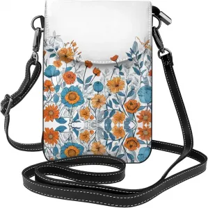 Маленькая сумочка для телефона бирюзового цвета с цветочным принтом, сумка через плечо с магнитной застежкой и отделениями для карт, из искусственной кожи Ultra Fiber.