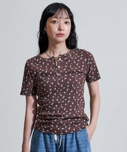 Футболка-поло с цветочным узором и перфорацией, модель 2025AW Freak'S Store, цвет Brown