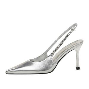 QITUMAUL Серебряные лодочки на шпильке с узким каблуком, цвет Silver[Heel Height 8cm]