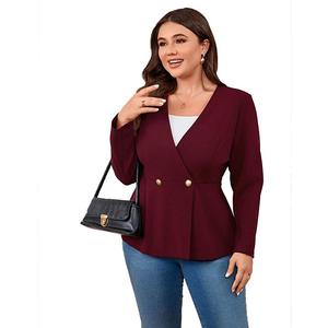 Женский блейзер с v-образным вырезом и рукавом 3/4, размер plus size Elitespirit, Red