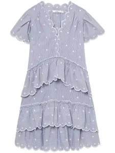 Полосатое платье мини с фестонами B+Ab, синий