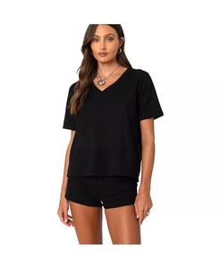 Женская футболка свободного кроя с V-образным вырезом Edikted, черный