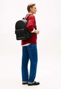 Рюкзак с клапаном, зернистой текстурой, куполообразный Tommy Hilfiger, Black