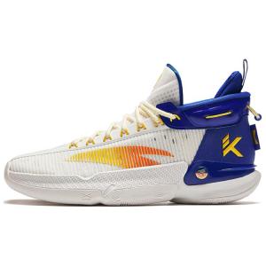 Anta KT9 Амортизирующие Износостойкие Низкие Баскетбольные Кроссовки Мужские Бело-Синие, Папирус Белый/Ультрамариновый Синий