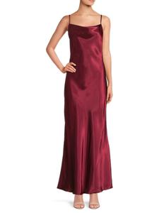 ​Атласное платье макси с воротником-хомут Bebe, бордовый